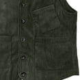 thumbnail image 4 of Fnnxeal Big & Tall Mens Corduroy Vest Slim Fit, Army Green Stretch Cotton Blend 5-Button V-Neck Waistcoat with Pockets for Fall Casual Wedding Layering,Size 3XL, 4 of 4