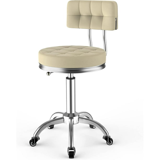 GUVSOETS Heavy Duty 550LB Rolling Stool with Backrest Height Adjustable