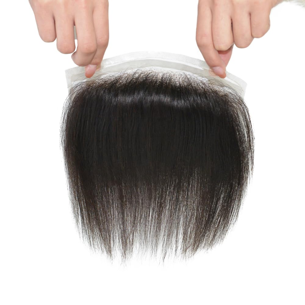 Full Lace Hairline Front Toupee French Lace Men's Invisible Bangs Wig Mens Frontal Hairpiece