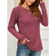 thumbnail image 4 of Fancyglim Women Long Sleeve Shirts Crew Neck Casual Tunic Tops Sweaters Burgundy M, 4 of 8