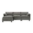 thumbnail image 6 of Noble House 107" L-Shaped Cloud Sofa, Cotton-Linen Velvet Sectional with Storage, Living Room, Modular 3-Seat, Gray, 6 of 7