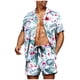 thumbnail image 3 of Conjuntos de camisas para hombre, estampado 3D, retazos, solapa, camisa informal de manga corta, pantalones cortos de playa de gran tamaño, ropa de calle de verano, trajes hawaianos, 3 of 5