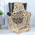 thumbnail image 4 of Modern Soft Flannel Fleece Throw Blanket, Latte Cappuccino Affogato Natural with Cup Shaped Coffee Beans Image, Cozy Plush for Indoor and Outdoor Use, 70" x 90", Cream Caramel and Brown, by Ambesonne, 4 of 5