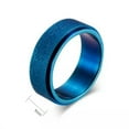 thumbnail image 6 of 8MM Blue/Black/Gold Frosted Spinner Band Titanium Steel Wedding Ring Size 7-12, 6 of 9