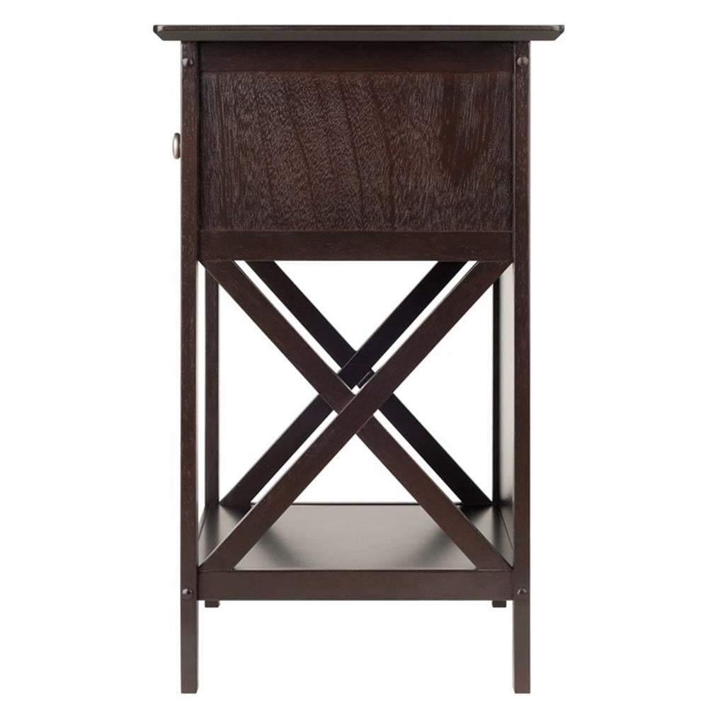 Winsome Xylia 1-Drawer Transitional Solid Wood Storage End Table in Coffee