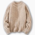 thumbnail image 2 of VNKIDY Men Cardigan Autumn Winter Crewneck Solid Color Sweatshirt Casual Long Sleeve Loose Fit Pullover Warm Thick Knit Sweater Trendy Knitwear, 2 of 3