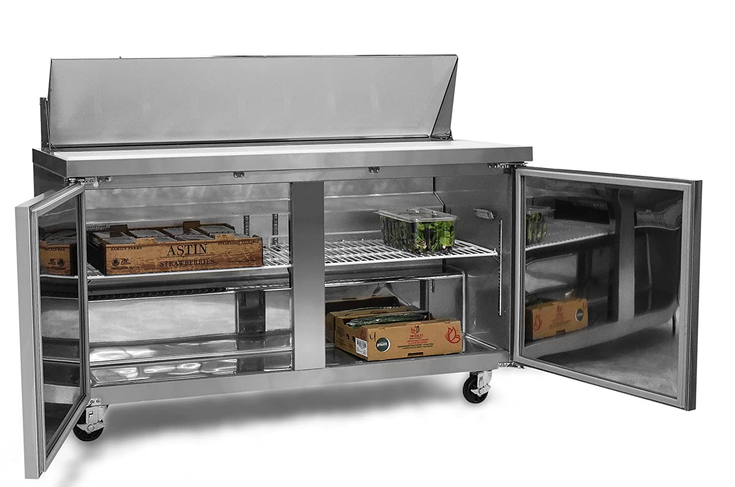 FSE MRSL-2D/60 60" Two-Door Refrigerated Commercial Salad/Sandwich Prep Table, 15 Cubic Feet, Stainless Steel, 115 v