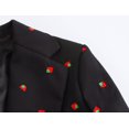 thumbnail image 5 of HH TRAF 2024 Conjunto de 2 piezas para mujer, chaqueta de manga larga con bordado de frutas y bolsillo con hebilla única, abrigo y minifalda de cintura alta, 5 of 5