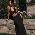 thumbnail image 2 of EASYBRAUS Women V Neck Strap Maxi Dress Summer Sleeveless Ruched Sexy Vacation Dress, 2 of 3
