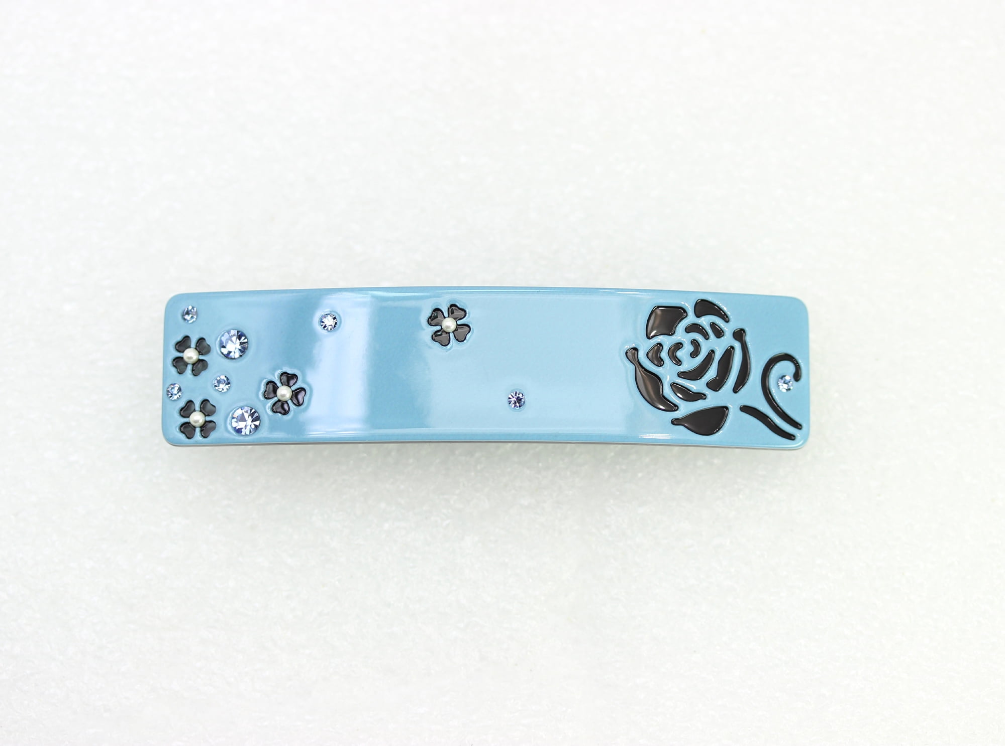 Faship Dusty Blue Cellulose Acetate Rose Floral Art Deco Hair Claws Clips