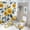 Yellow Floral 1, variant on Bathroom Shower Curtain Sets with Rugs, Yellow Leaf Pattern Printed on Bathroom Rugs and Shower Curtain Sets, Great for Master Bath Beach House Modern Home, 72 x 72 inches