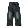 thumbnail image 3 of FYDUU Boys Baggy Jeans Straight Wide Leg Denim Pants Elastic Waist Jeans with Pockets Streetwear Denim Trousers for Children Daily Clothing, 3 of 7