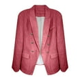 thumbnail image 4 of Women's Plaid Blazer Jacketn Business Coat Red M, 4 of 4
