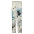 thumbnail image 5 of Fall Farm Teal Flower Oil Painting Art Winter Female Pants Flannel High Waist Women Pants Lady Warm Straight Leg Plush Trousers, 5 of 7