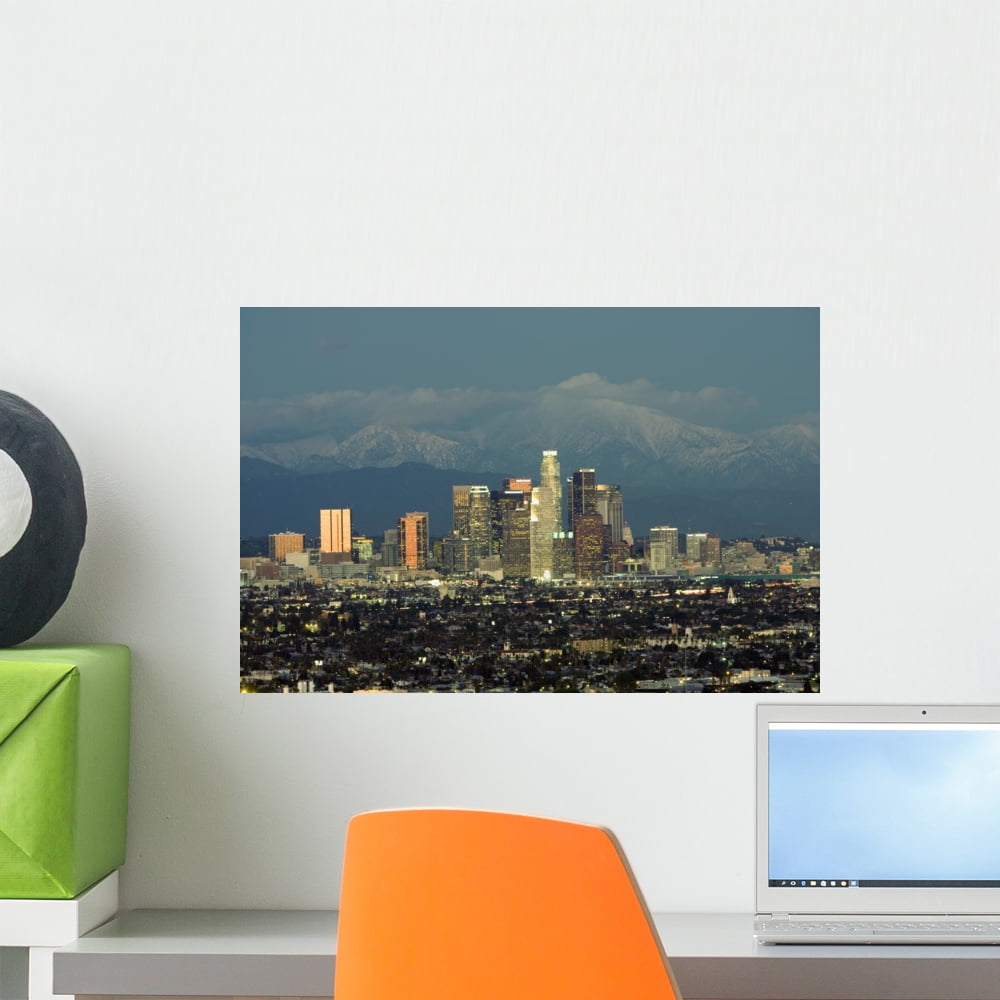 La Skyline and Backdrop Wall Mural Decal Sticker, Wallmonkeys Peel ...