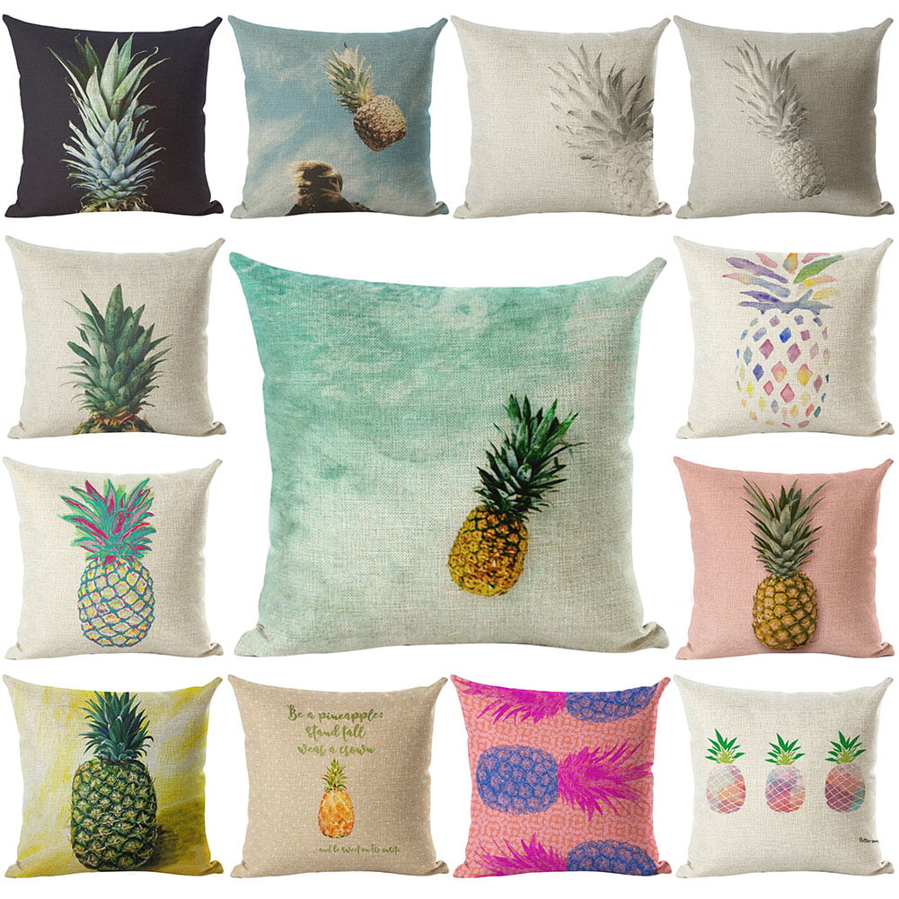Vintage Pineapple Linen Throw Pillow Case Cushion Cover Sofa Bed Car Decor Worth 