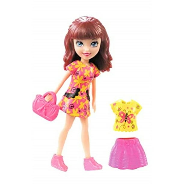 polly pocket lila pretty dress fashion pack, doll with clothes shoes