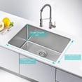 thumbnail image 5 of JASSFERRY 23in Single Bowl Handcrafted 18 Gauge Stainless Steel Undermount Sink, 5 of 5