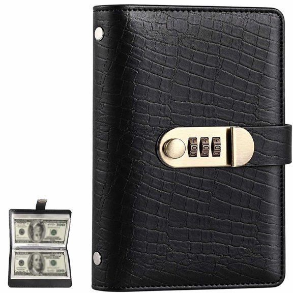 Money Saving Binder, 100 Envelopes Challenge Book with Password Lock, Cash Envelope Budget Planner with 50 Pages for Financial Goals