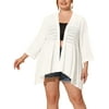 MODA NOVA Juniors Plus Size 3/4 Sleeve Lace High-Low Hem Open Front Cardigan White 4X