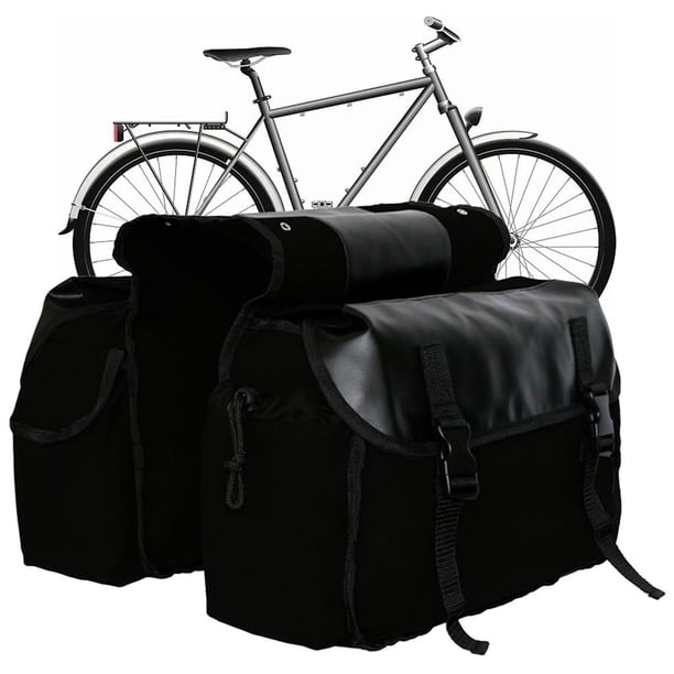 Alforjas Dobles de Lona perfecl para Bicicleta Estante resistente al agua 30-40L Negro 37x44x15cm