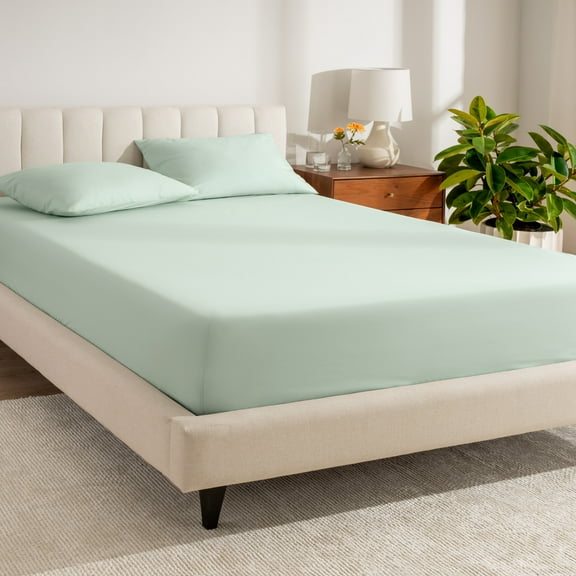 Bare Home 100% Organic Cotton Fitted Sheet - Percale Weave  - Full, Willow