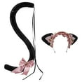 thumbnail image 2 of Diadema y Cola con Orejas de Gato Accesorios para Disfraces de Cosplay para Niños y Adultos Negro Rosa, 2 of 7