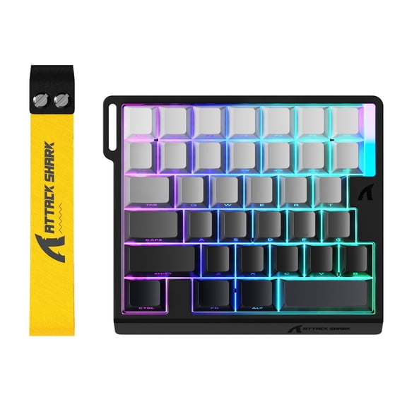 ATTACK SHARK M36 HE One-Handed Magnetic Switch Keyboard, 8,000Hz, 0.01 mm RT, 128K Scan Rate, Web Driver, Wired RGB Keypad, Gray