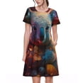 thumbnail image 1 of Easygdp Forest Koala para Vestido Transpirable de Mujer, Vestido Suelto de Manga Corta con Pliegues y Bolsillos para el Verano, 1 of 6