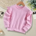 thumbnail image 2 of Sopiago Toddler Girl Sweatshirt Long Sleeve Shirts Cute Ruffle Shoulder Crewneck Sweater Pullover Tops Pink,18-24 Months, 2 of 7