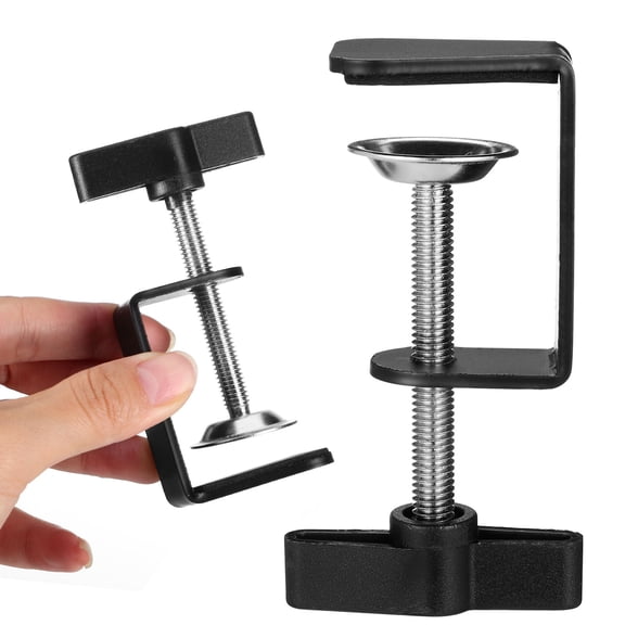 ifundom 2Pcs Black Desk C-Clamps Stainless Steel Table Retaining Clips