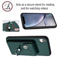 thumbnail image 3 of Wallet Case Compatible for iPhone XR with Card Holder, Rotation Finger Ring Kickstand Card Slots Case, Classic PU Leather Shockproof Magnetic Button Cover for iPhone XR, Green, 3 of 6