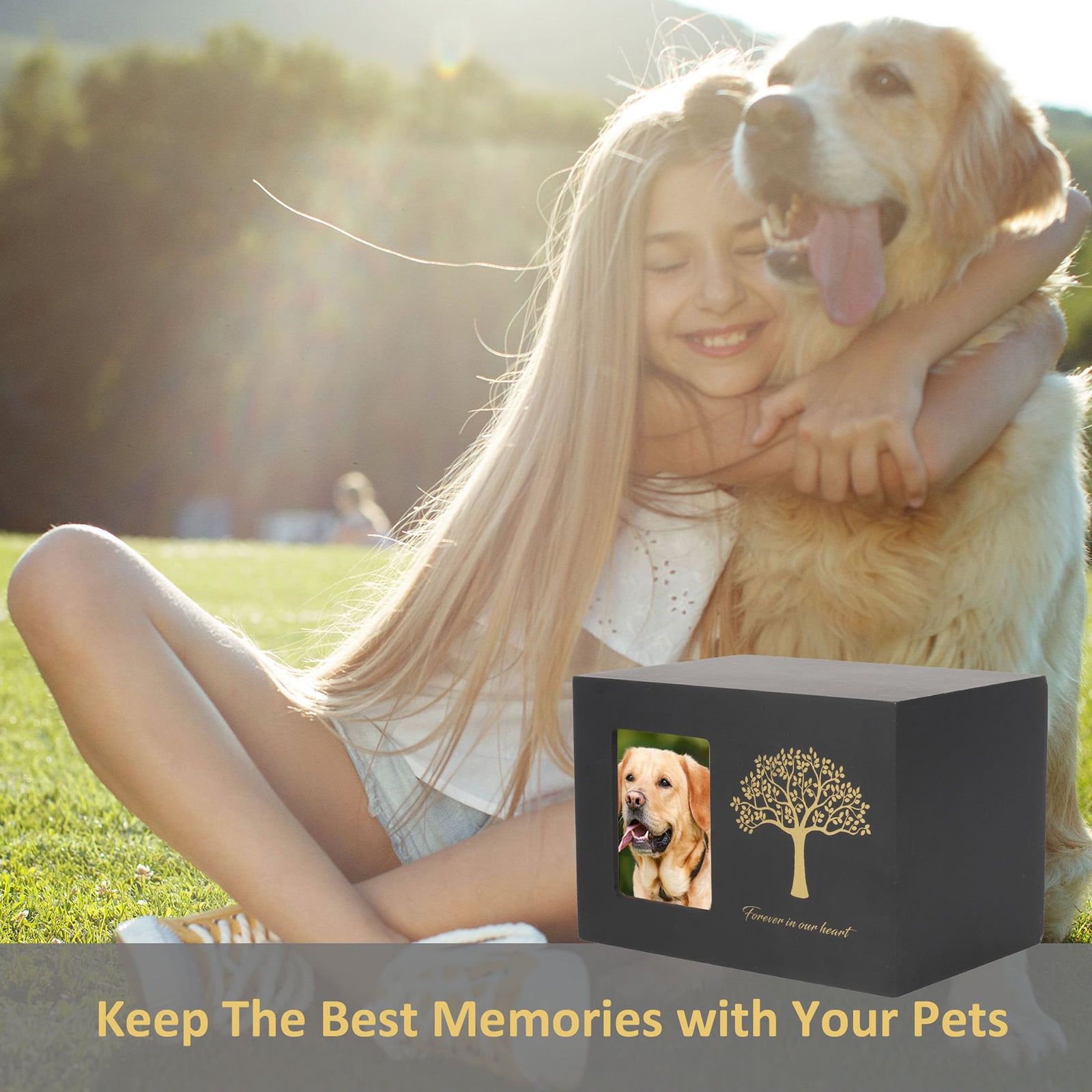 Pet Urns Ash Urns for Dogs Photo Frame Funeral Cremation Urns Box for Dog Ashes