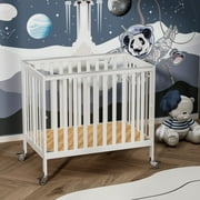 Fizzy Baby Foldable Baby Crib with Wheels Portable Baby Bed Travel Crib, White