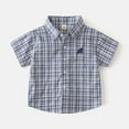 thumbnail image 2 of TAIAOJING Boys Casual Short Sleeve Shirt Summer Plaid Print Tops For Toddler Kids Comfortable Breathable School Outfits Sets Cute 1-2Y, 2 of 8