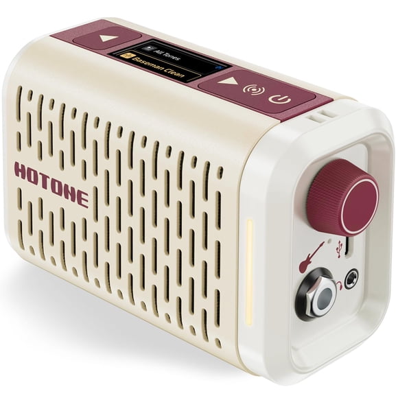 Hotone Pulze Mini Portable Guitar Amp with Bluetooth, 52 Amp Models, 48 Cab Sims, Drum Machine, App Control & Rechargeable Battery Electric, Bass & Acoustic