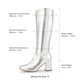 thumbnail image 4 of Botas DREAM PAIRS Gogo con Punta Cuadrada, Tacón Grueso y Altura hasta la Rodilla en Plata, 4 of 8