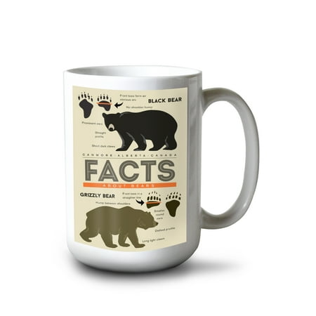 

15 fl oz Ceramic Mug Canmore Alberta Canada Facts About Bears Grizzly and Black Bear Dishwasher & Microwave Safe