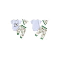 thumbnail image 2 of BemeyourBBs Newborn Baby Boy Duck Hunting Outfit Infant Baby Boys Spring Summer Fall Clothes 0 3 6 12 18 Months Cute Mallard Letter Print Short Sleeve Romper Long Pants and Hat 3 Piece Set, 2 of 9