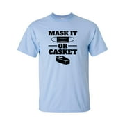 Mask It or Casket Face Mask Unisex Adult Short Sleeve T-Shirt-Light Blue-medium