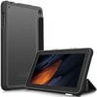 Fintie Semi Clear Case for 2022 Kindle Fire 7 12th Generation - Hybrid Slim Cover with Transparent Back Shell, Black