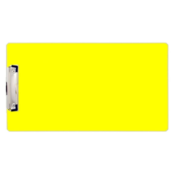 8.5x14 Clipboard Acrylic Panel Featuring a Low Profile Clip Yellow