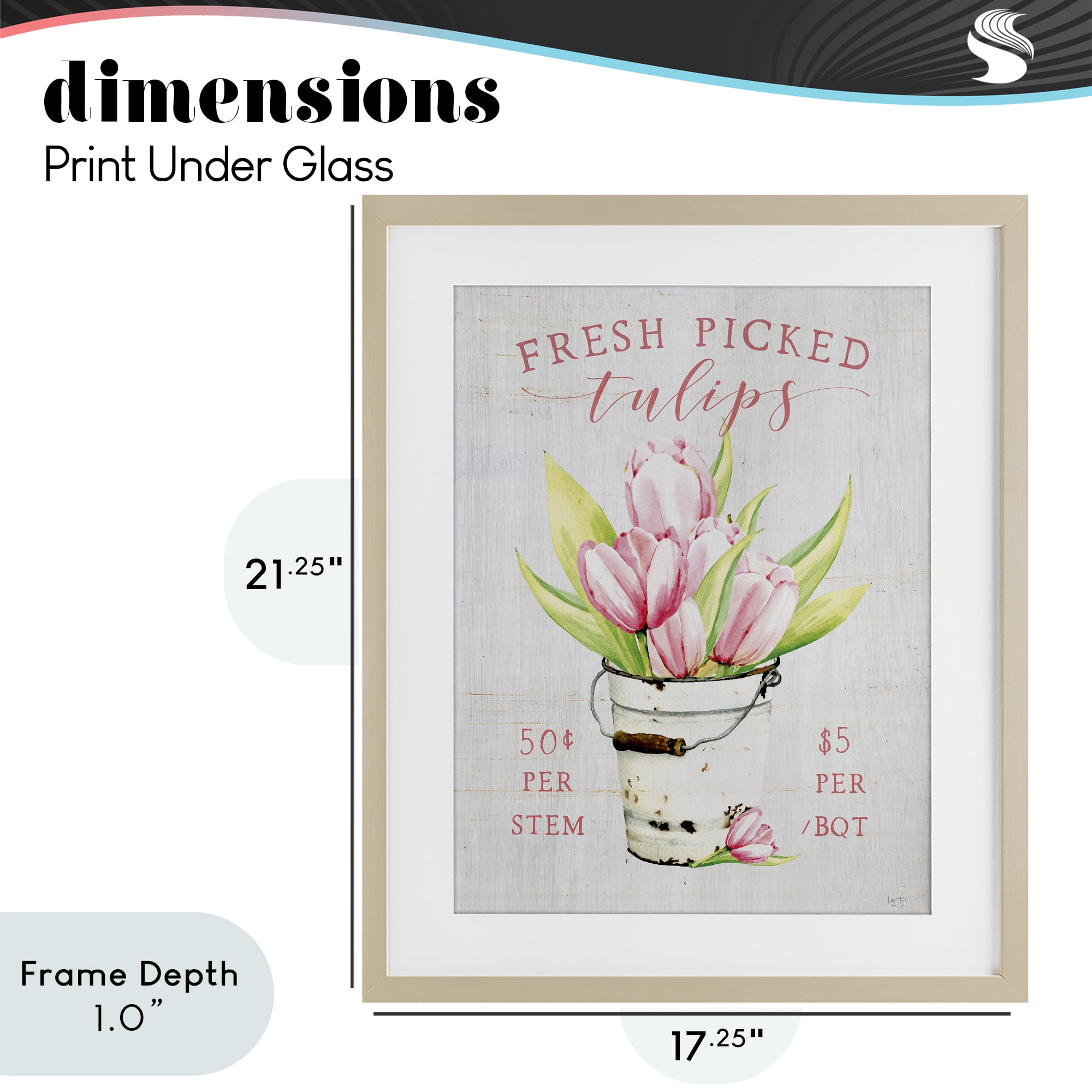 Stupell Industries Antique Fresh Picked Tulips Birch Framed Print Under Glass, design by Lux + Me Designs