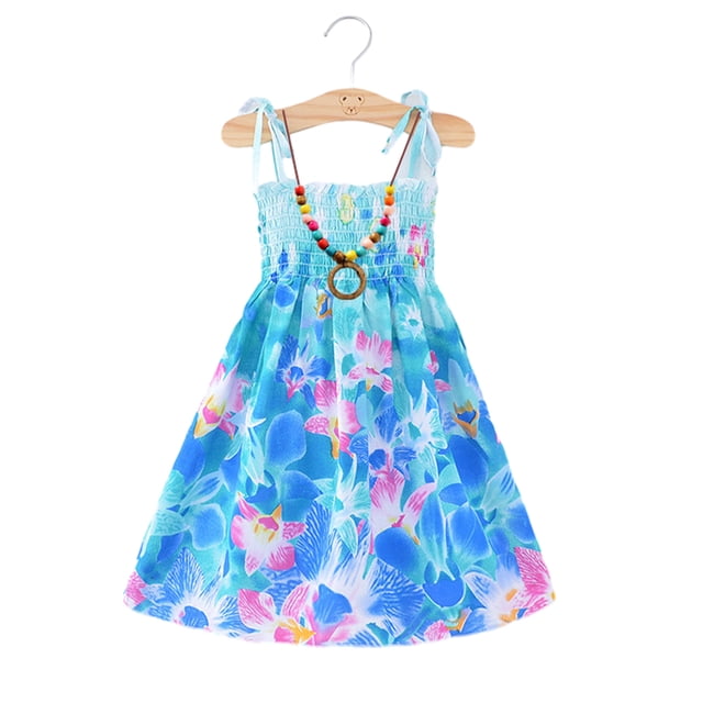 Qudderr Robe d'Été 1-10T pour Fille Robe de Plage Dos Nu pour Enfants Robe Décontractée Cami Hawaïenne de Vacances pour Filles