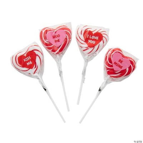 Heart-Shaped Swirl Lollipops, 12 Pieces, Valentine's Day, Party Favors