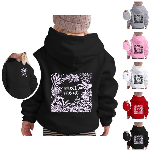 Tropical Beach Hoodies for Kids Coconut Tree Long Sleeve Vacation Hooded Sweatshirt Pockets for Boy Girl Pullover Tops