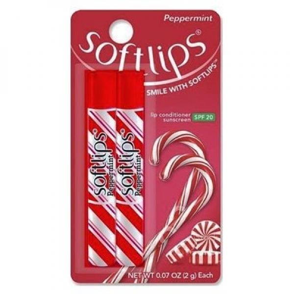 Softlips Lip Balm Protectant with Sunscreen SPF 20, Peppermint, 2 Sticks