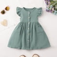 thumbnail image 4 of Splozh Summer Dresses 2T 3T 4T 5T 6T 7T Toddler Fall Dress with Bag Girls Ruffle Dress Casual Summer Clothes for Baby Girls,Green,2-3 Years, 4 of 9