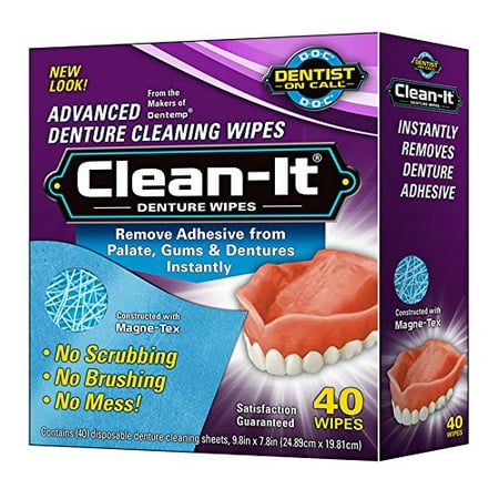 Clean-It Denture Wipes to Remove Adhesive From Palate Gums and Dentures - 6 (What's The Best Way To Remove Gum From The Carpet)