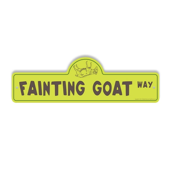 Fainting Goat Plastic Street Sign - 7 Inch X 20 Inch Gift Animal Funny Farm Pet Unique Livestock Rustic Decor Love Quirky Nature